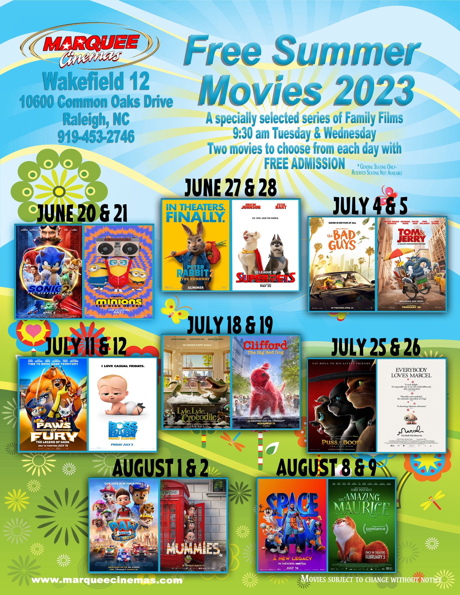 Free Summer Movies 2023 Raleigh Tot Spots